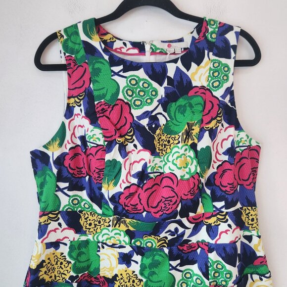 NWT Boden Retro Floral Dress Bold Colors Pockets Women's 16L - Picture 4 of 11